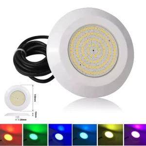 LAMPARA PARA PISCINA Y SPA PLASTICA SLIM BLANCA COLOR RGB
